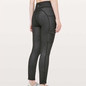 Lululemon denim leggings with pockets and zipper